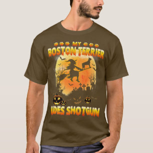 Camiseta My Boston Terrier Viaja Hhot Witch Fly Broom Hallo