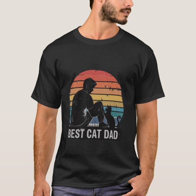 Camiseta My Cat Dad Hero Retro Sunset Cool Best Cat Dad (Anverso)