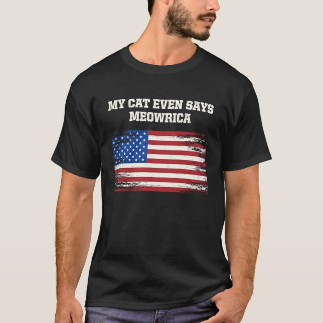 Camiseta My Cat Even Says Meowrica American Independence US (Anverso)
