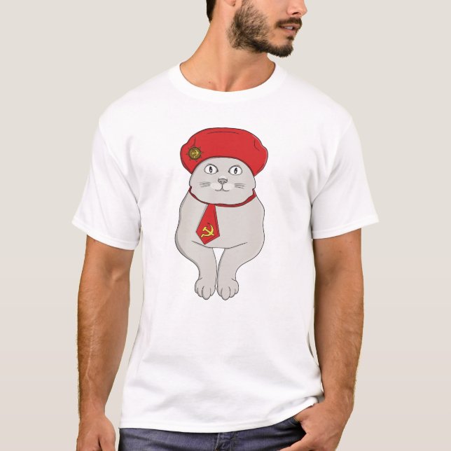 Camiseta My Cat is a Communist Funny Soviet Meme Cat  (Anverso)