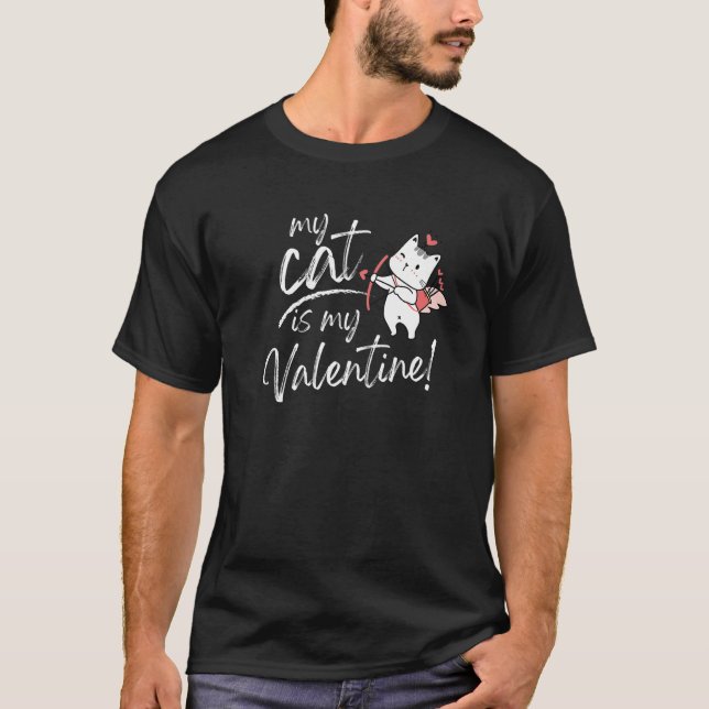 Camiseta My Cat Is My Valentine Cupid Kitty Cat Chalkboard  (Anverso)