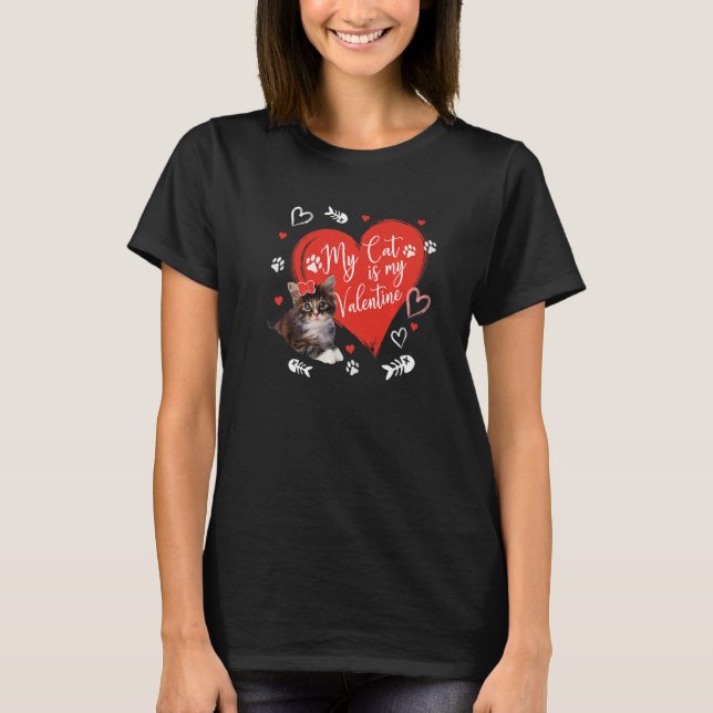 Camiseta My Cat Is My Valentine Cute Valentine's Day Cat Da (Anverso)