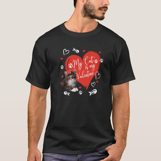Camiseta My Cat Is My Valentine Cute Valentine's Day Cat Da (Anverso)
