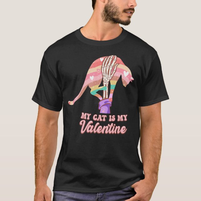 Camiseta My Cat Is My Valentine Day Skeleton Cute Kitten Bo (Anverso)