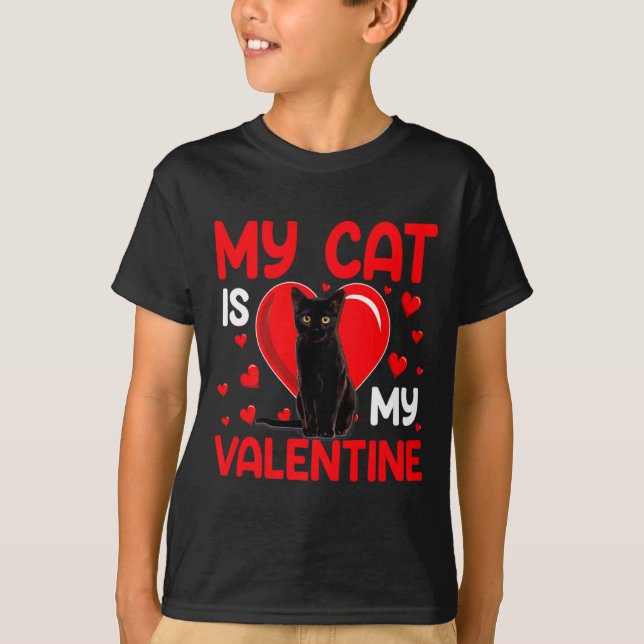 Camiseta My Cat Is My Valentine Paw Heart Cat Owner Valenti (Anverso)