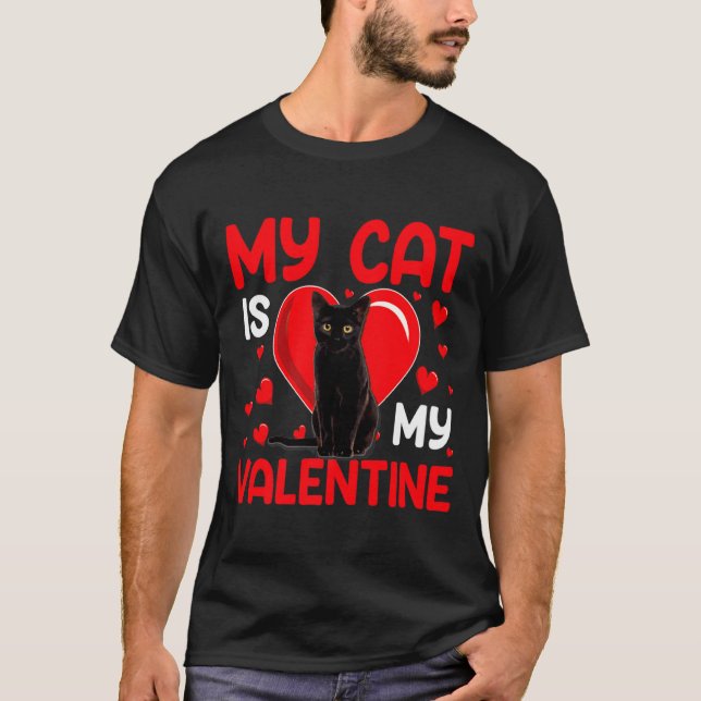 Camiseta My Cat Is My Valentine Paw Heart Cat Owner Valenti (Anverso)