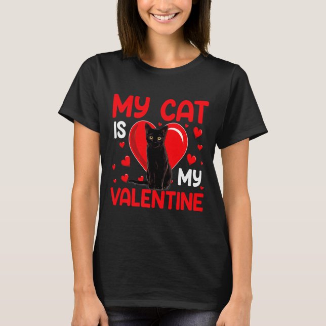 Camiseta My Cat Is My Valentine Paw Heart Cat Owner Valenti (Anverso)