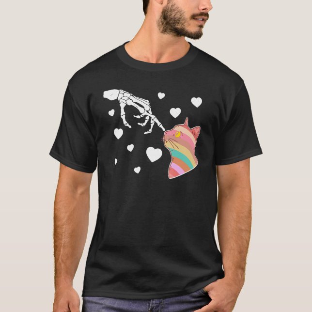 Camiseta My cat is my valentine Skeleton Hand Valentines Da (Anverso)
