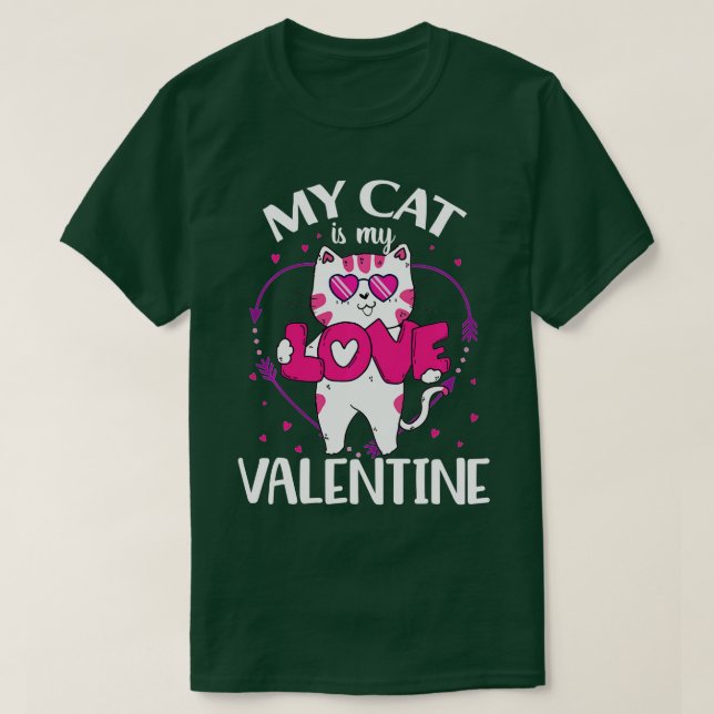Camiseta My Cats Is My Valentine Kitten Lover Heart Valenti (Diseño del anverso)