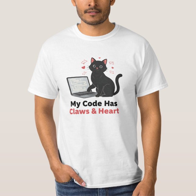 Camiseta My Code Has Claws & Heart Black Cat Web Developer (Anverso)