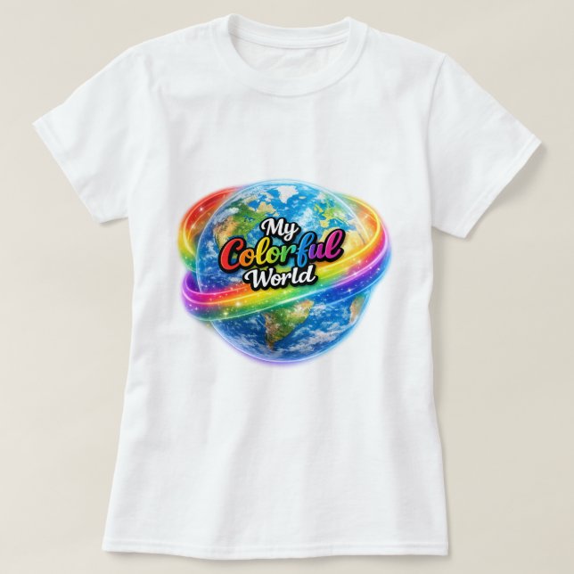Camiseta My Colorful World Rainbow Globe T-Shirt. (Diseño del anverso)