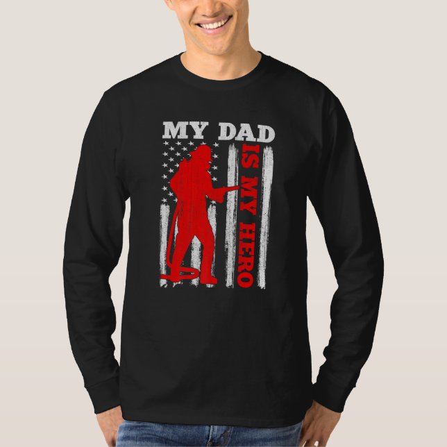 Camiseta My Daddy Is My Hero USA Flag Firefighter Fireman D (Anverso)