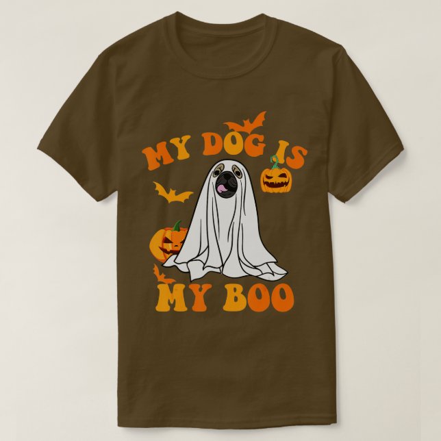 Camiseta My Dog Is Boo Funny Dog Owner Boo Ghost Lover Hall (Diseño del anverso)