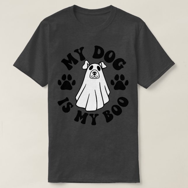 Camiseta My Dog Is Boo Funny Dog Owner Boo Ghost Lover Hall (Diseño del anverso)