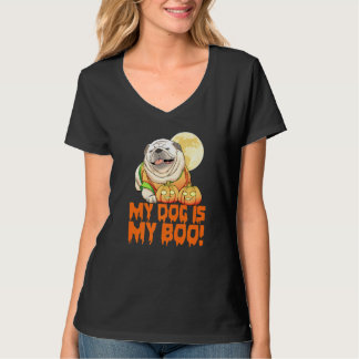 Camiseta My Dog Is My Boo Halloween Day Scary Women   1