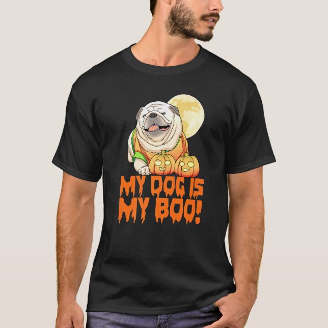 Camiseta My Dog Is My Boo Halloween Day Scary Women   1 (Anverso)