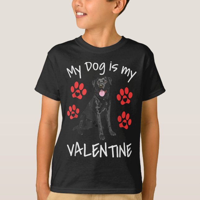 Camiseta My Dog Is My Valentine Funny Black Lab Cute Dog Pa (Anverso)