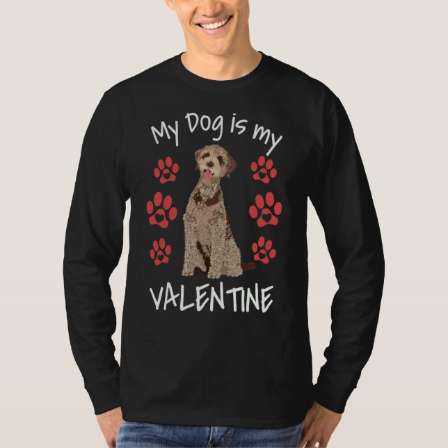 Camiseta My Dog Is My Valentine Labradoodle Cute Dog Paw He (Anverso)
