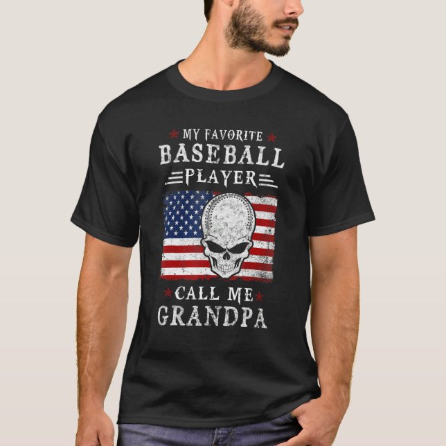 Camiseta My Favorite Baseball Player Call Me Grandpa USA Fl (Anverso)