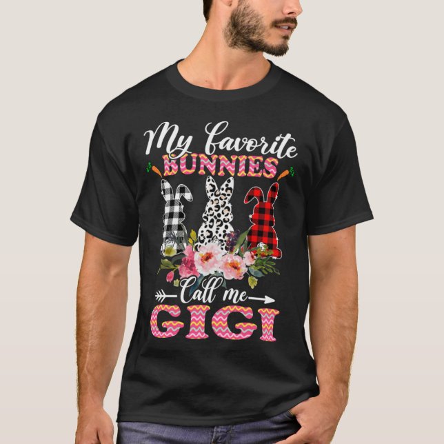 Camiseta My Favorite Bunnies Call Me Gigi Easter Leopard (Anverso)