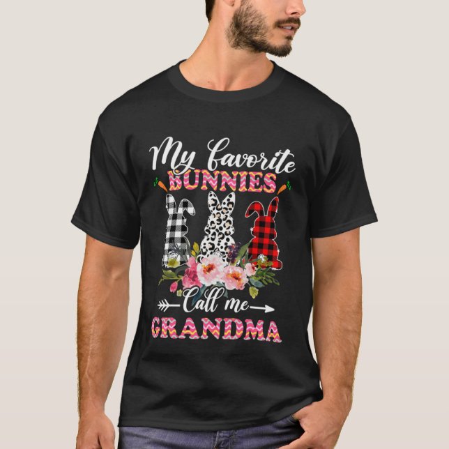 Camiseta My Favorite Bunnies Call Me Grandma Easter Leopard (Anverso)