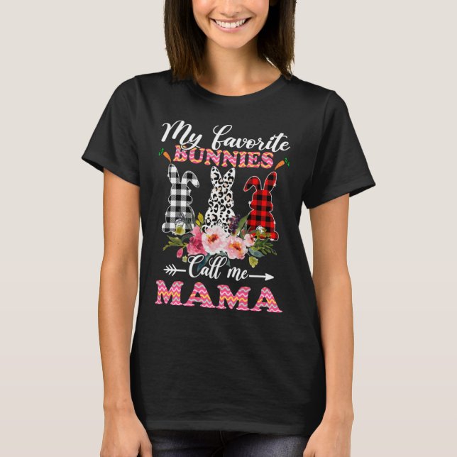 Camiseta My Favorite Bunnies Call Me Mama Easter Leopard (Anverso)