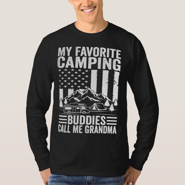 Camiseta My Favorite Camping Buddies Call Me Grandma Americ (Anverso)