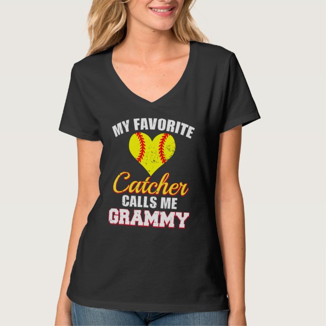 Camiseta My Favorite Catcher Calls Me Grammy Catcher Softba (Anverso)