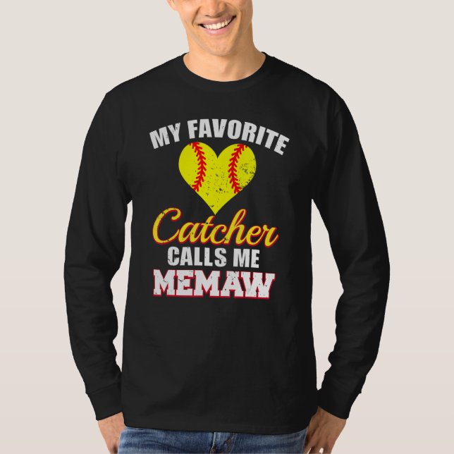 Camiseta My Favorite Catcher Calls Me Memaw Catcher Softbal (Anverso)