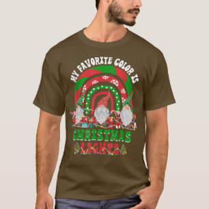 Camiseta My Favorite Color Is Christmas Lights Cute Gnome C