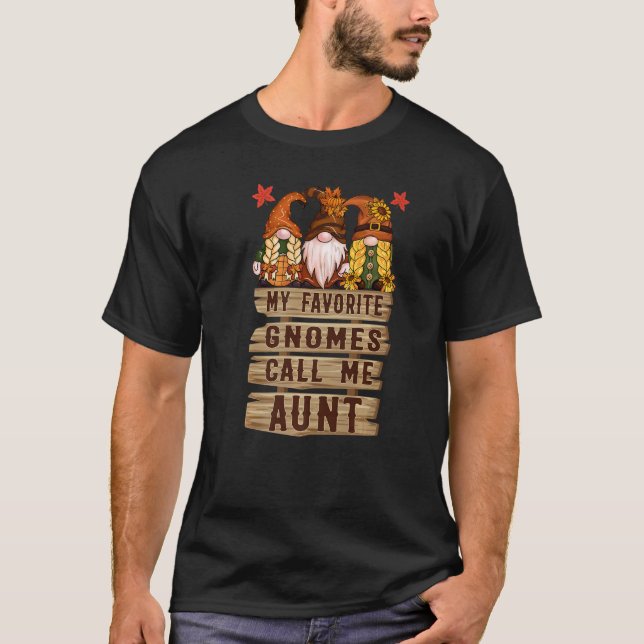 Camiseta My Favorite gnomes Call Me Aunt  Thanksgiving (Anverso)