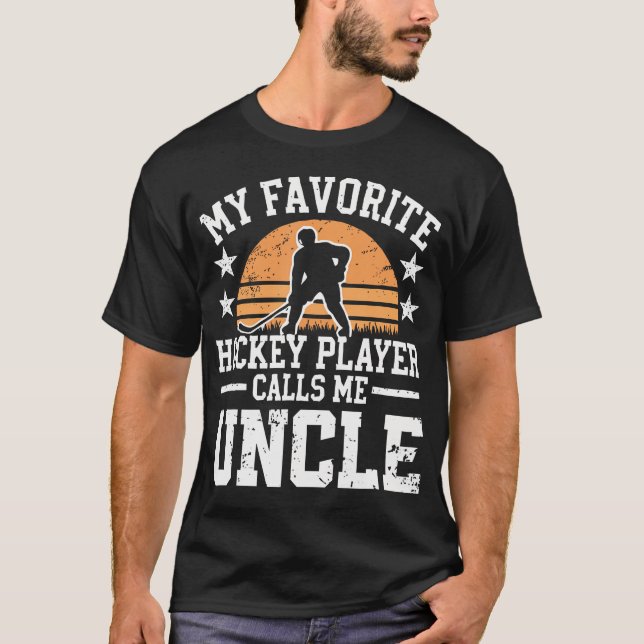 Camiseta My Favorite Hockey Player Calls Me Uncle Retro (Anverso)