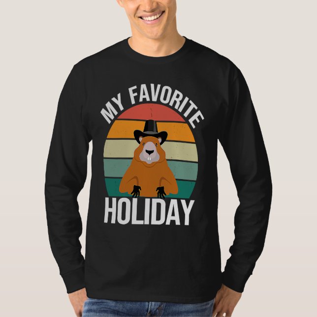 CAMISETA MY FAVORITE HOLDIDAY  GROUNDHOG DAY SUNSET RETRO (Anverso)