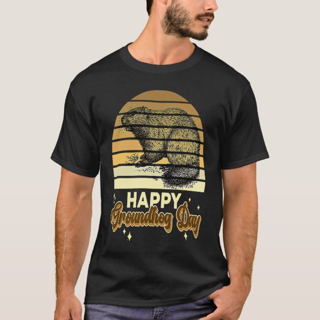 Camiseta My Favorite Holiday Woodchuck Sunset Happy Groundh (Anverso)