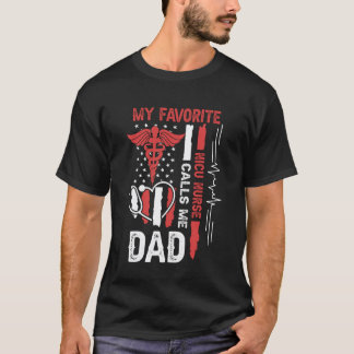 Camiseta My Favorite NICU Nurse Calls Me Dad USA Flag Fathe