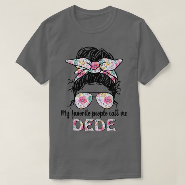 Camiseta My favorite people call Dede Messy Bun Floral Moth (Diseño del anverso)