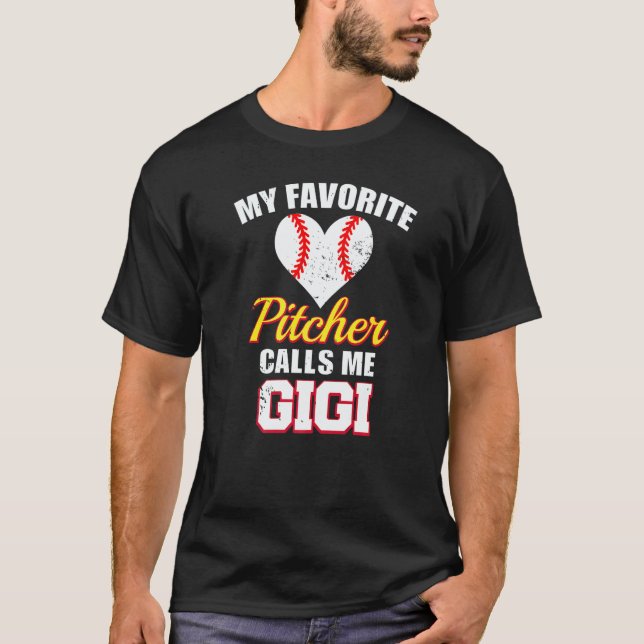 Camiseta My Favorite Pitcher Calls Me Gigi Pitcher Baseball (Anverso)
