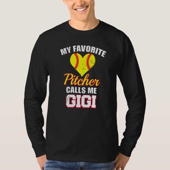 Camiseta My Favorite Pitcher Calls Me Gigi Pitcher Softball (Anverso)