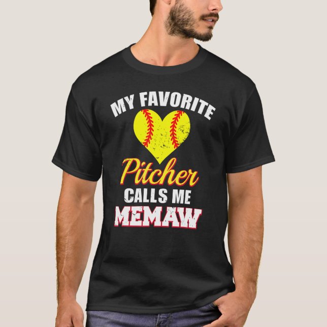 Camiseta My Favorite Pitcher Calls Me Memaw Pitcher Softbal (Anverso)