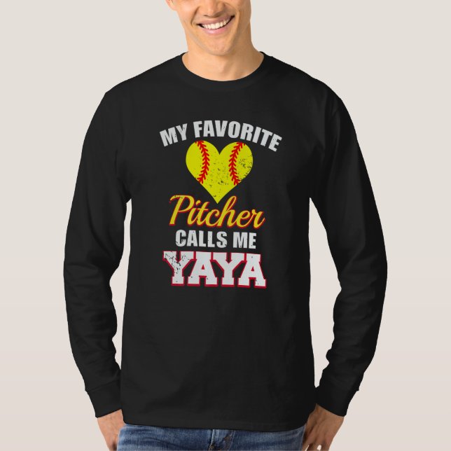 Camiseta My Favorite Pitcher Calls Me Yaya Pitcher Softball (Anverso)