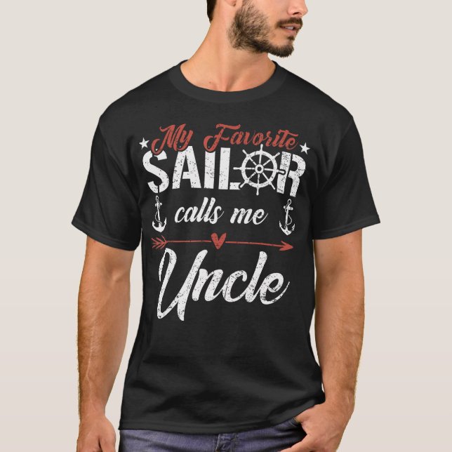 Camiseta My Favorite Sailor Calls Me Uncle Funny Family Mat (Anverso)