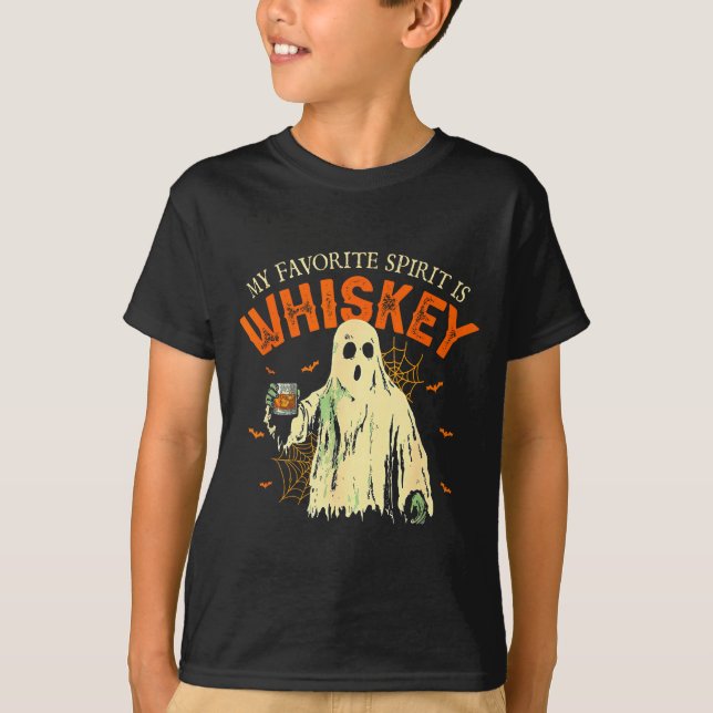Camiseta My Favorite Srit Is Whiskey Funny Ghost Halloween  (Anverso)