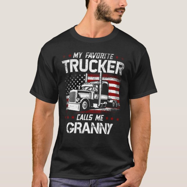Camiseta My Favorite Trucker Calls Me Granny USA American F (Anverso)