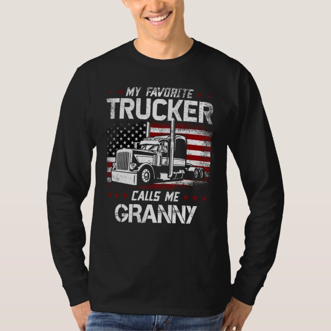 Camiseta My Favorite Trucker Calls Me Granny USA American F (Anverso)