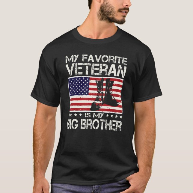 Camiseta My Favorite Veteran Is My Big Brother Us Flag Vete (Anverso)
