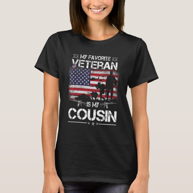 Camiseta My Favorite Veteran Is My Cousin   Flag Veterans D (Anverso)