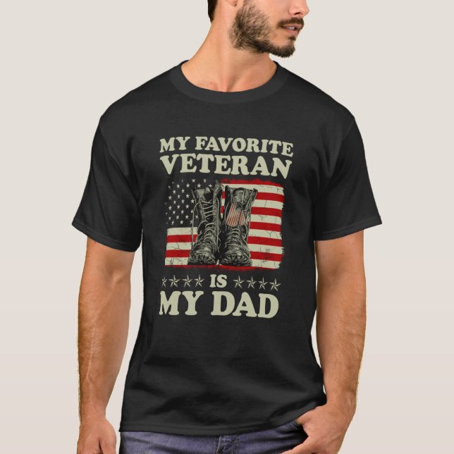 Camiseta My Favorite Veteran Is My Dad American Flag Vetera (Anverso)
