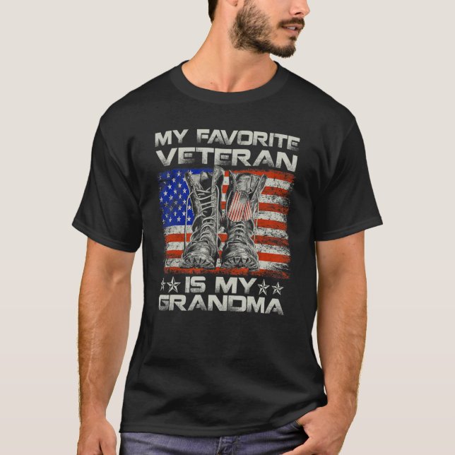Camiseta My Favorite Veteran Is My Grandma Combat Boots Ame (Anverso)