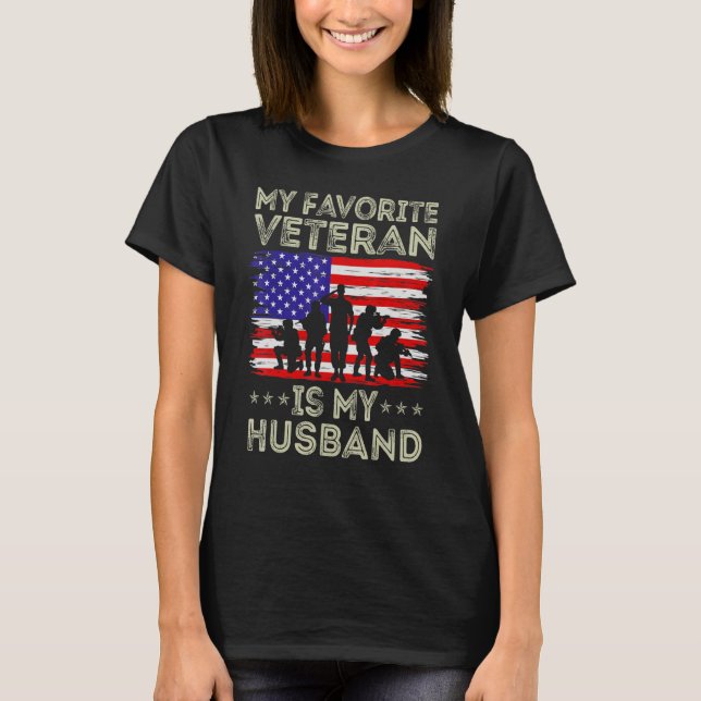 Camiseta My Favorite Veteran Is My Husband American Flag Ve (Anverso)
