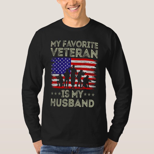 Camiseta My Favorite Veteran Is My Husband American Flag Ve (Anverso)